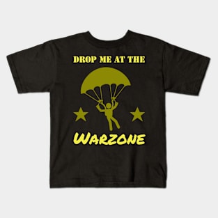 Drop Me At The Warzone Parachute Gamer Kids T-Shirt